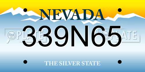 339N65 Nevada License Plate