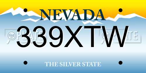 339XTW Nevada License Plate