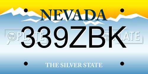 339ZBK Nevada License Plate