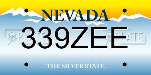 339ZEE Nevada License Plate