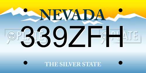 339ZFH Nevada License Plate