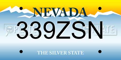 339ZSN Nevada License Plate