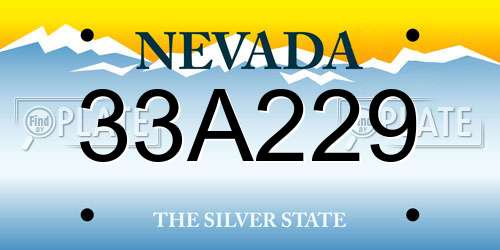 33A229 Nevada License Plate