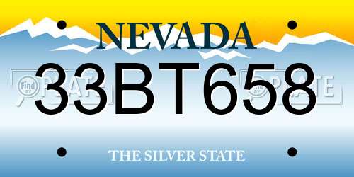 33BT658 Nevada License Plate