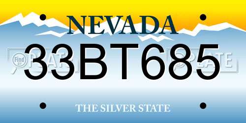 33BT685 Nevada License Plate
