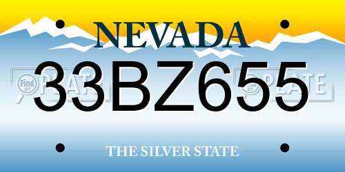 33BZ655 Nevada License Plate