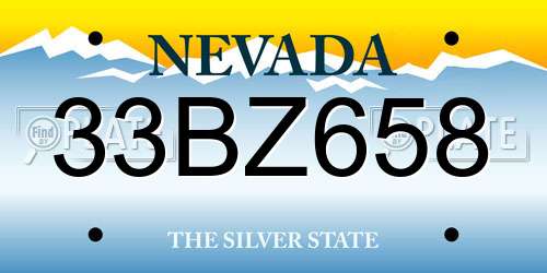 33BZ658 Nevada License Plate