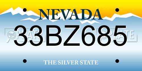 33BZ685 Nevada License Plate