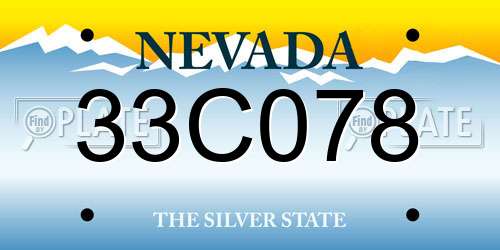 33C078 Nevada License Plate