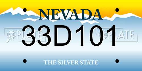 33D101 Nevada License Plate