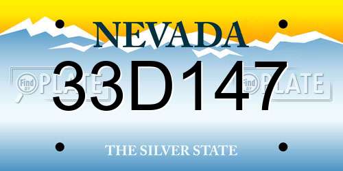 33D147 Nevada License Plate