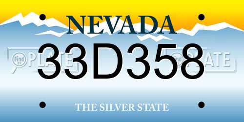 33D358 Nevada License Plate