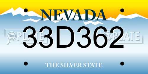 33D362 Nevada License Plate