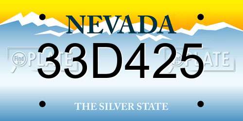 33D425 Nevada License Plate
