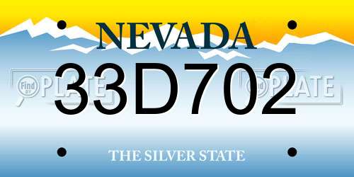 33D702 Nevada License Plate
