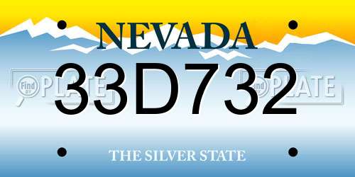 33D732 Nevada License Plate