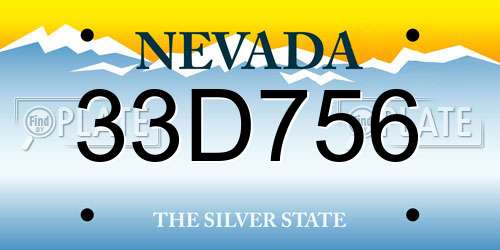 33D756 Nevada License Plate