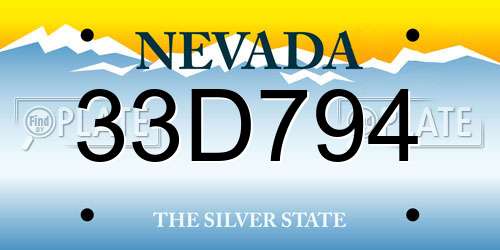33D794 Nevada License Plate