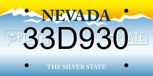 33D930 Nevada License Plate