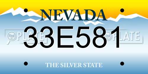 33E581 Nevada License Plate