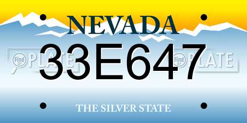 33E647 Nevada License Plate