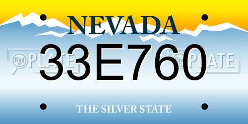 33E760 Nevada License Plate