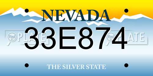33E874 Nevada License Plate