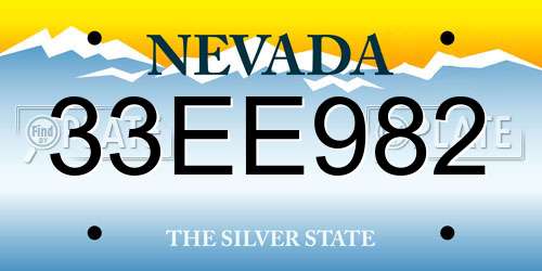 33EE982 Nevada License Plate