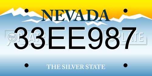 33EE987 Nevada License Plate