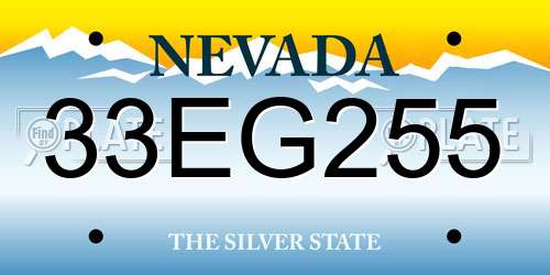 33EG255 Nevada License Plate