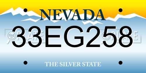 33EG258 Nevada License Plate