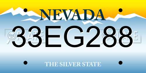 33EG288 Nevada License Plate