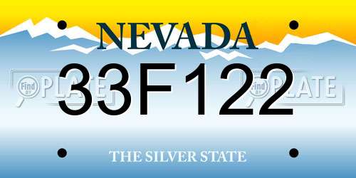 33F122 Nevada License Plate