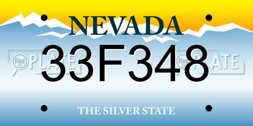 33F348 Nevada License Plate