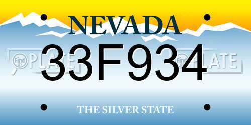 33F934 Nevada License Plate