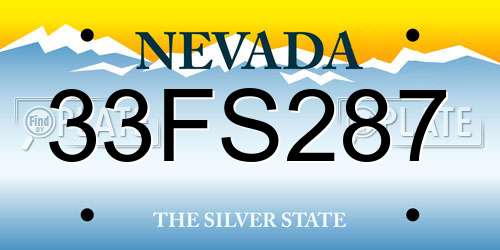 33FS287 Nevada License Plate