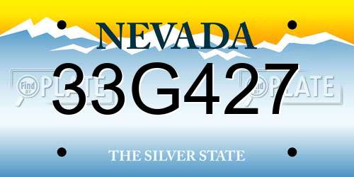 33G427 Nevada License Plate