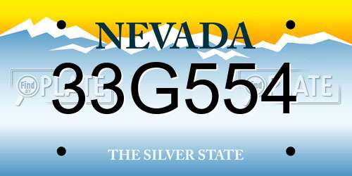 33G554 Nevada License Plate