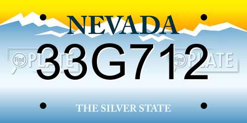 33G712 Nevada License Plate