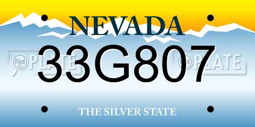 33G807 Nevada License Plate
