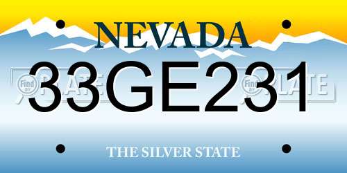 33GE231 Nevada License Plate