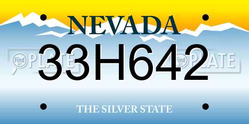 33H642 Nevada License Plate