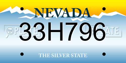 33H796 Nevada License Plate