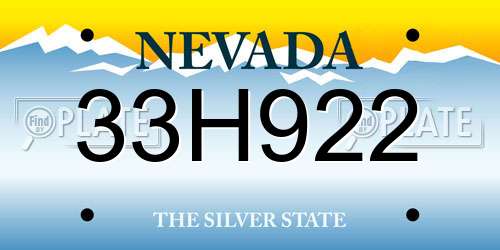 33H922 Nevada License Plate