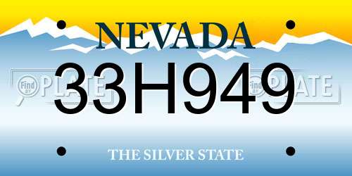 33H949 Nevada License Plate