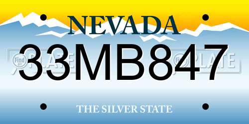 33MB847 Nevada License Plate