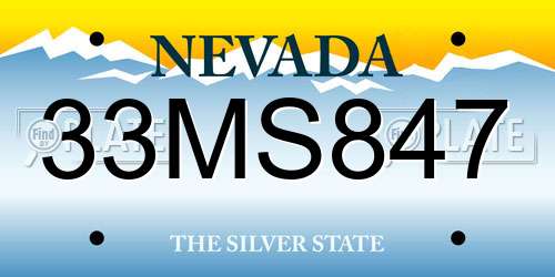 33MS847 Nevada License Plate