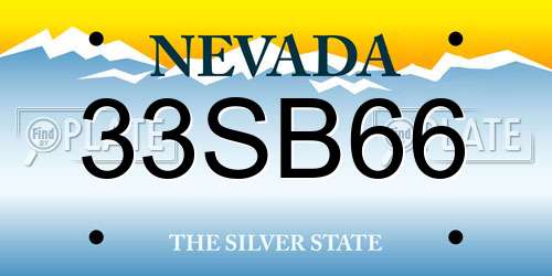 33SB66 Nevada License Plate