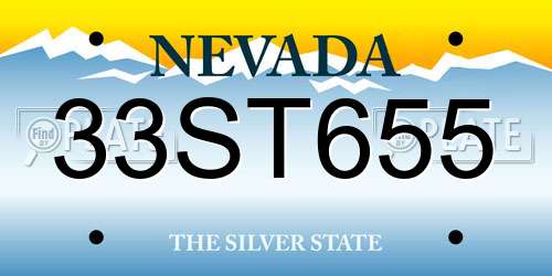 33ST655 Nevada License Plate