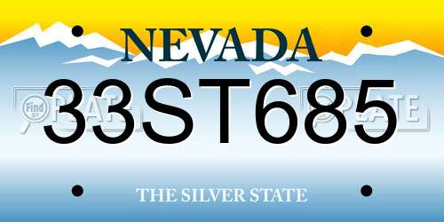 33ST685 Nevada License Plate